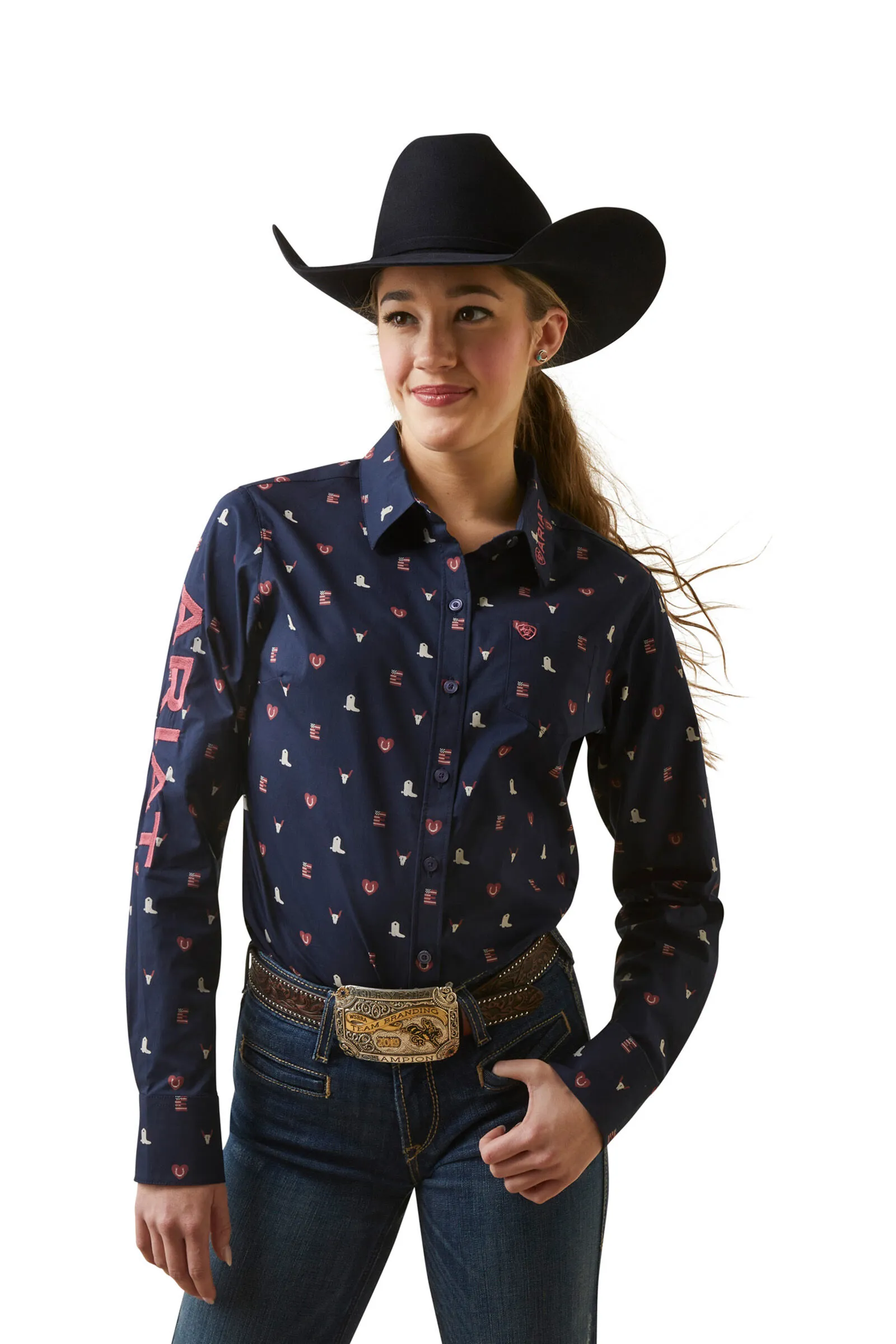 Maglia a maniche lunghe elasticizzata Ariat Team Kirby da donna