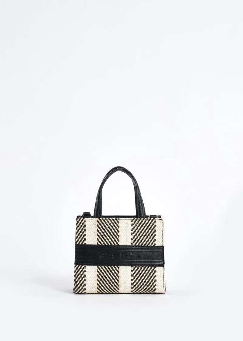 Mini shopping bag in rafia e similpelle