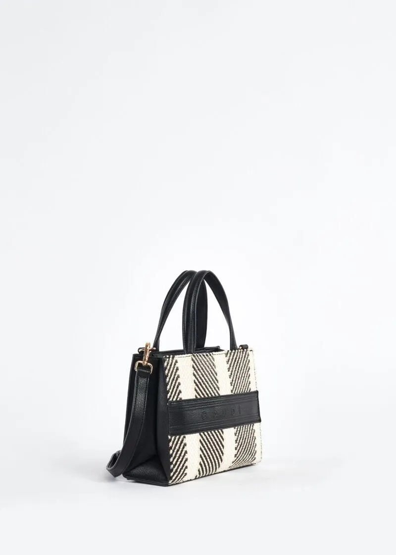 Mini shopping bag in rafia e similpelle