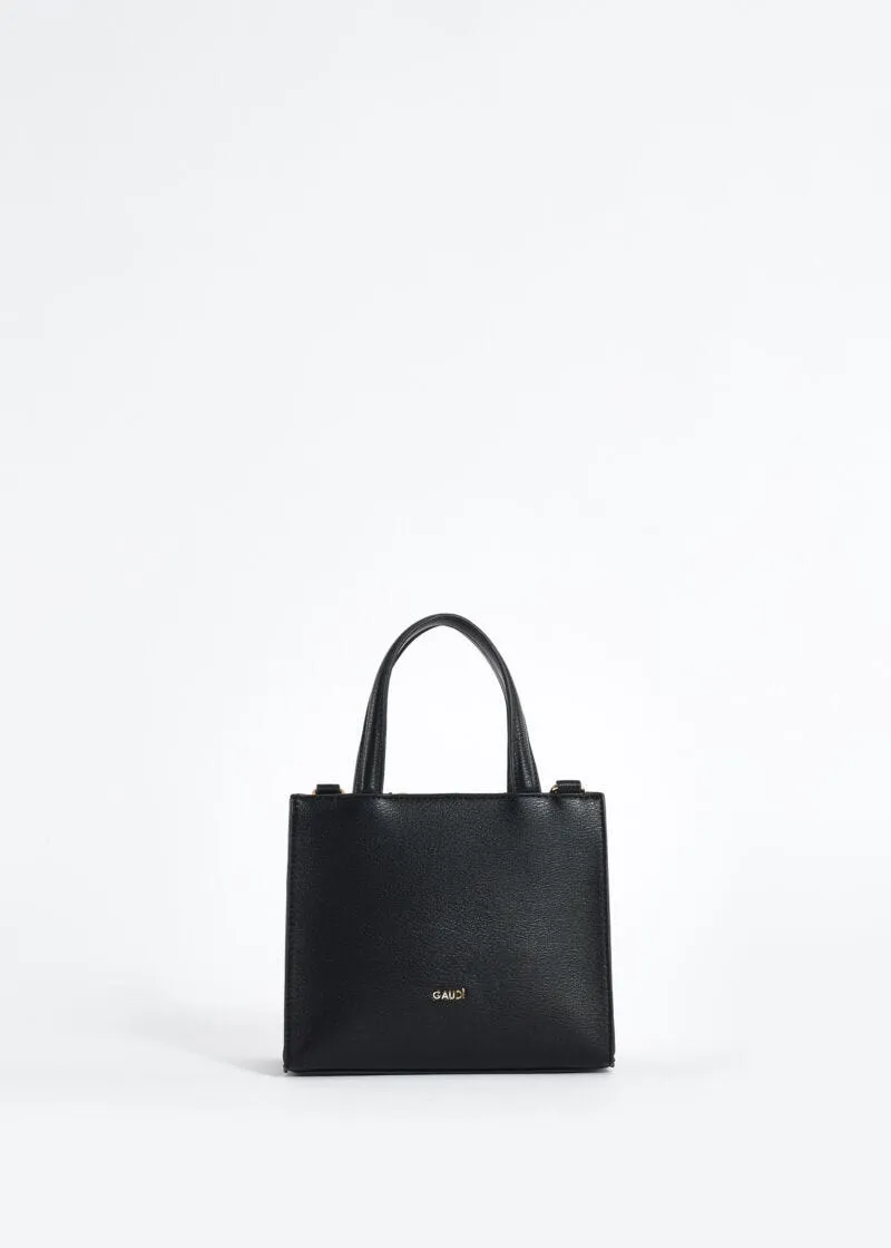 Mini shopping bag in rafia e similpelle