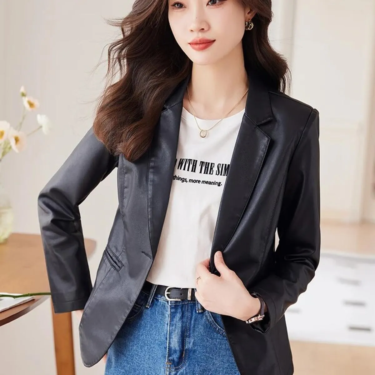 Moda femminile Blazer casual Donna Caffè Verde Beige Nero Solido Manica lunga Bottone singolo Autunno Inverno Cappotto da donna