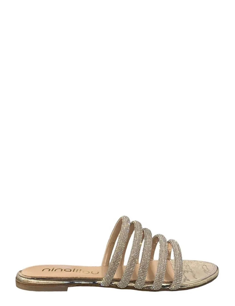 Ninalilou     Sanadali in Pelle con Strass Zirconi Beige