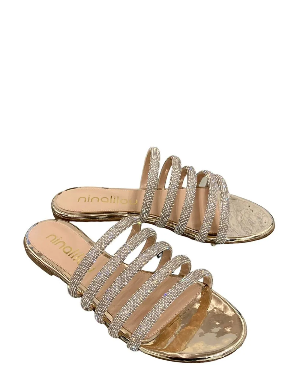 Ninalilou     Sanadali in Pelle con Strass Zirconi Beige