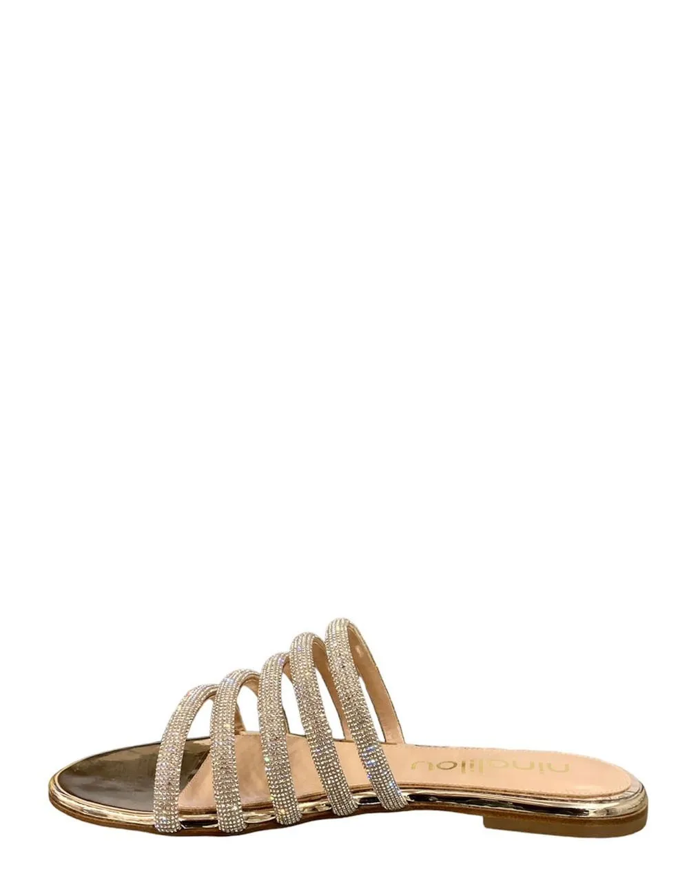 Ninalilou     Sanadali in Pelle con Strass Zirconi Beige