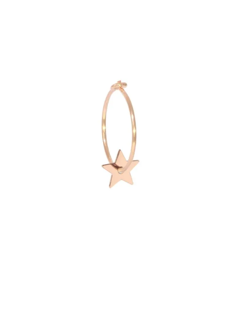 Orecchino singolo cerchio pendente lastra stella Aurum oro rosa 18kt