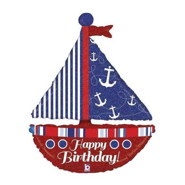 Palloncino Happy Birthday Sailboat 94 cm - Grabo