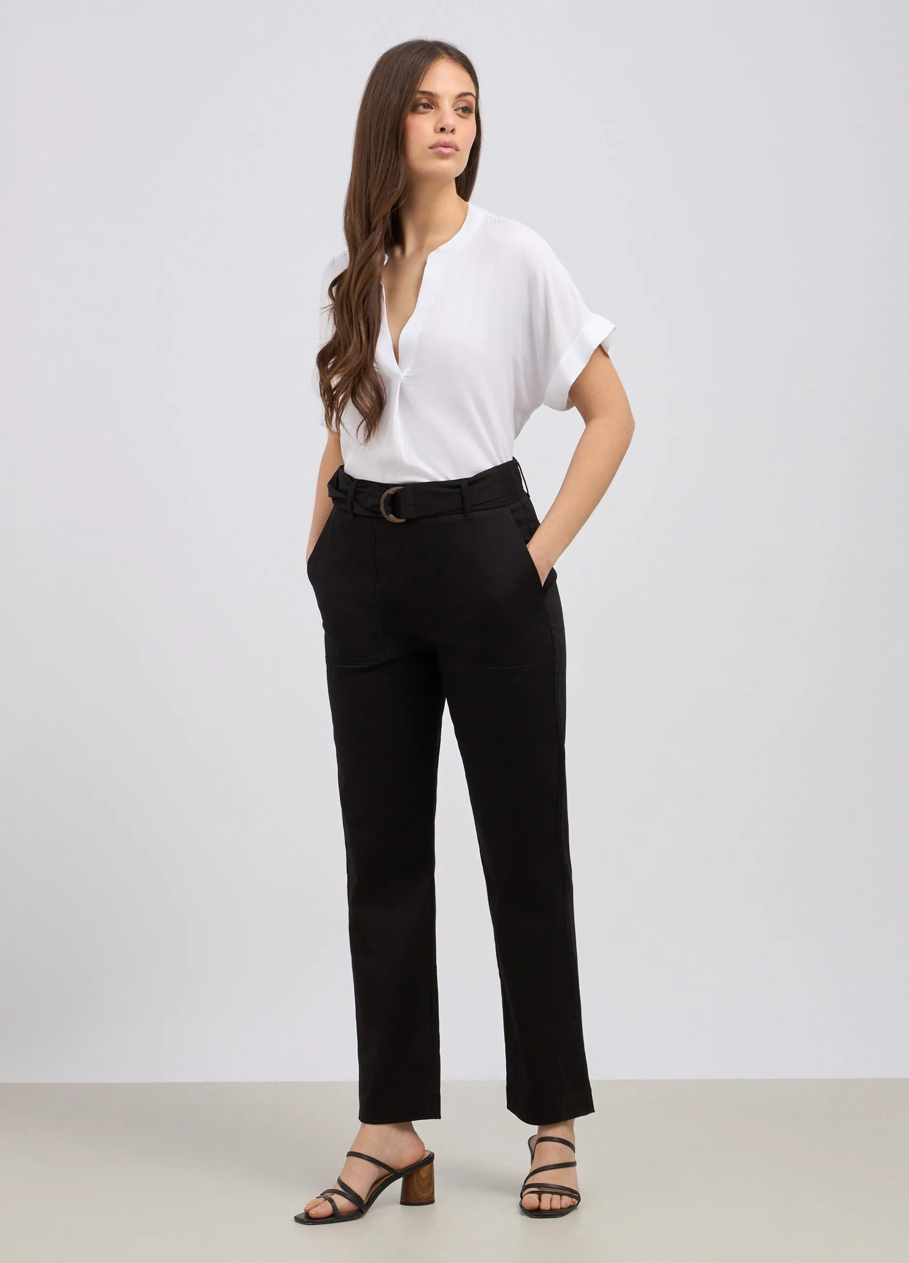 Pantalone a sigaretta con cintura donna
