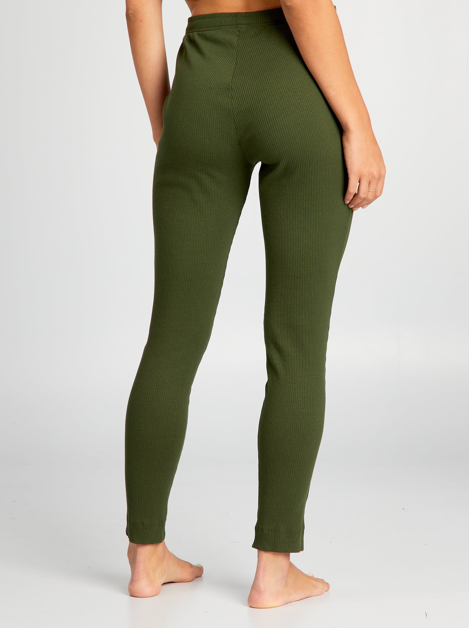 Pantaloni in maglia a coste - VERDE