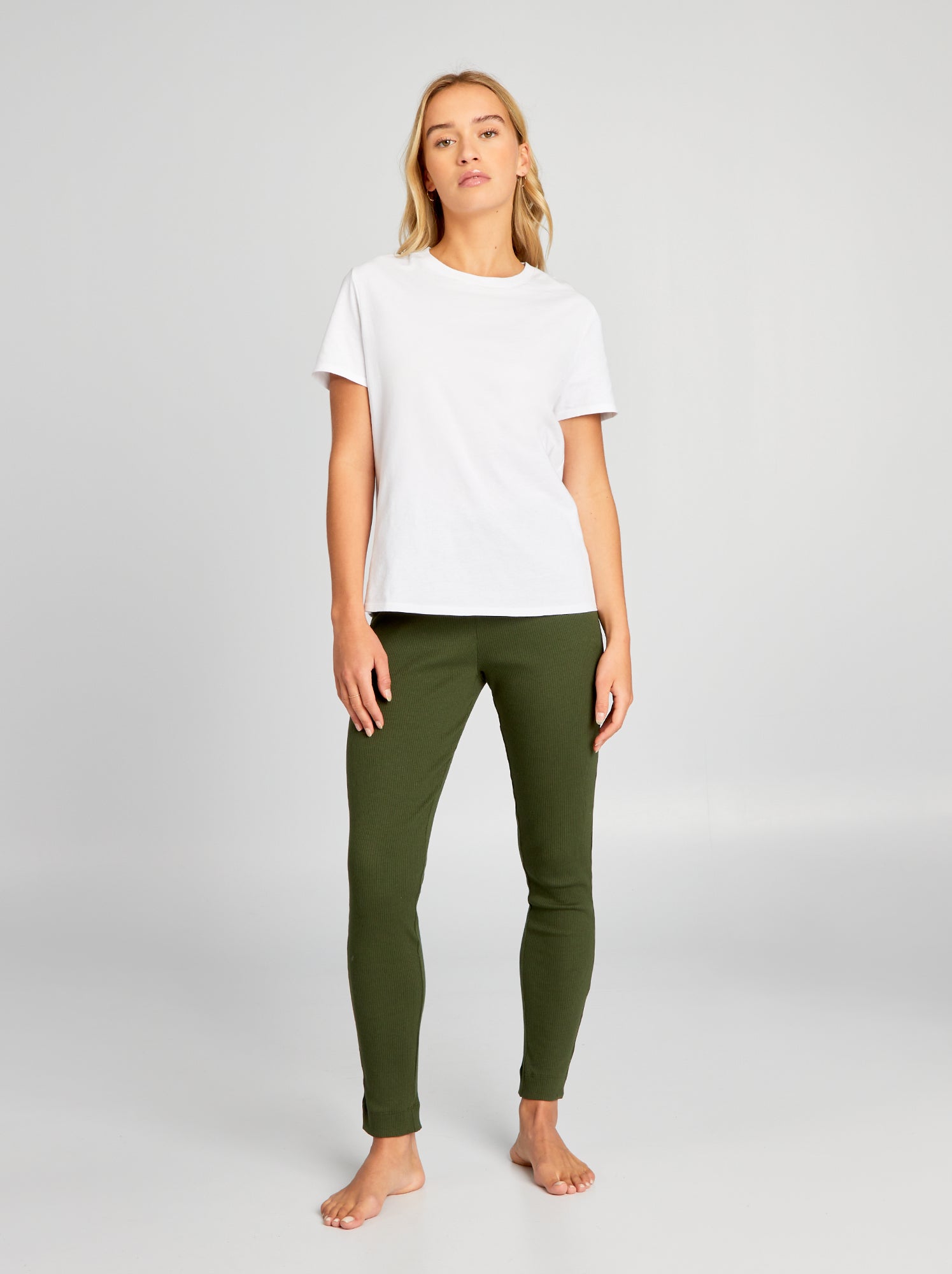 Pantaloni in maglia a coste - VERDE