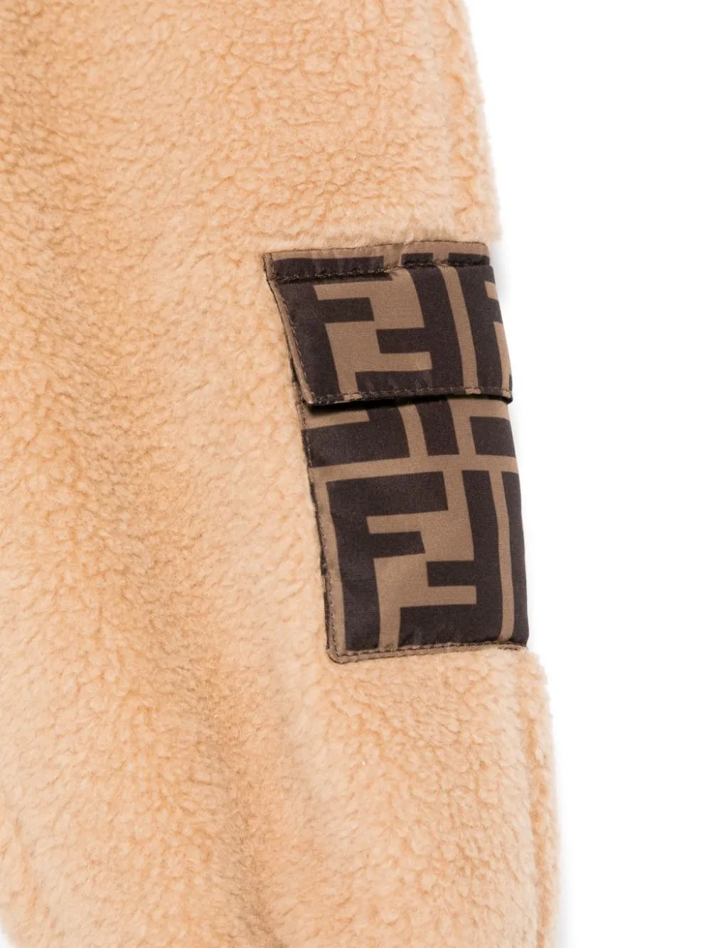 Pantaloni per neonati Fendi Kids beige con vita e tasca con monogramma FF