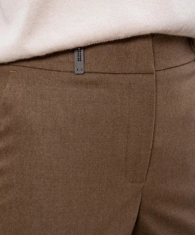 Peserico Pantaloni marroni in lana e cashmere P04629U03358