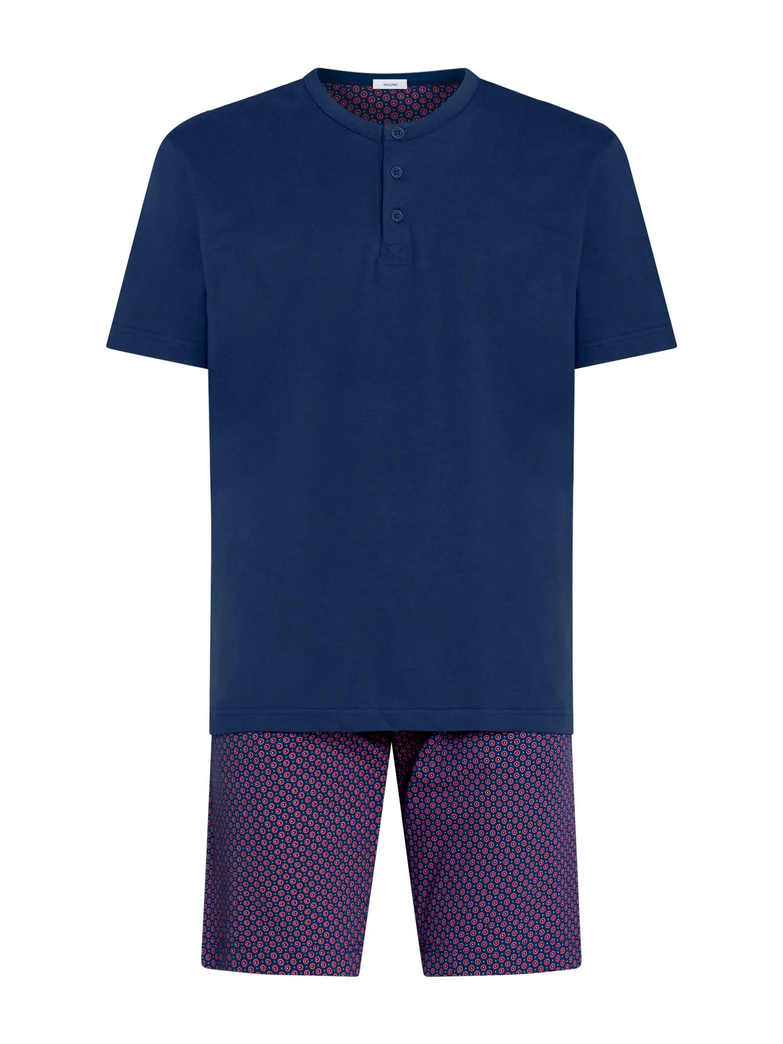 Pigiama corto a serafino in jersey di cotone - Fant. Navy Peony
