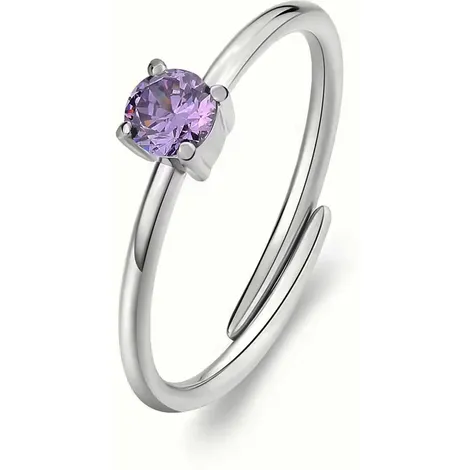 SAGAPO Anello in acciaio Dazzly con zircone viola