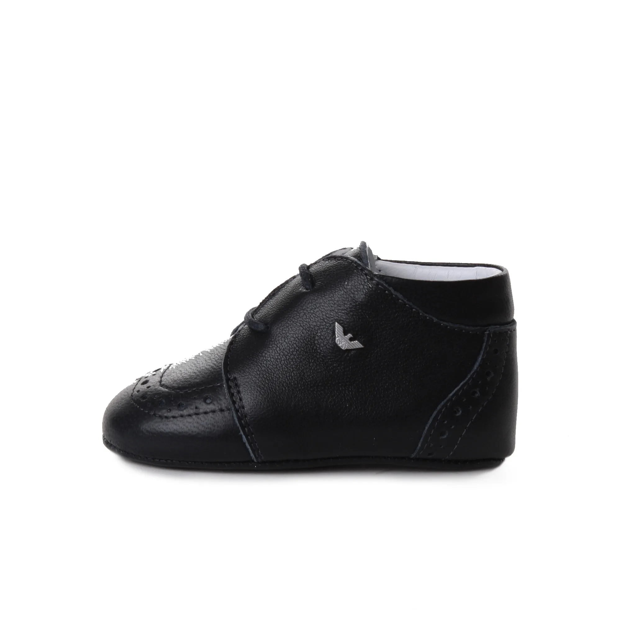 Scarpa Classica Bebè Derby Brouge Nera In Pelle