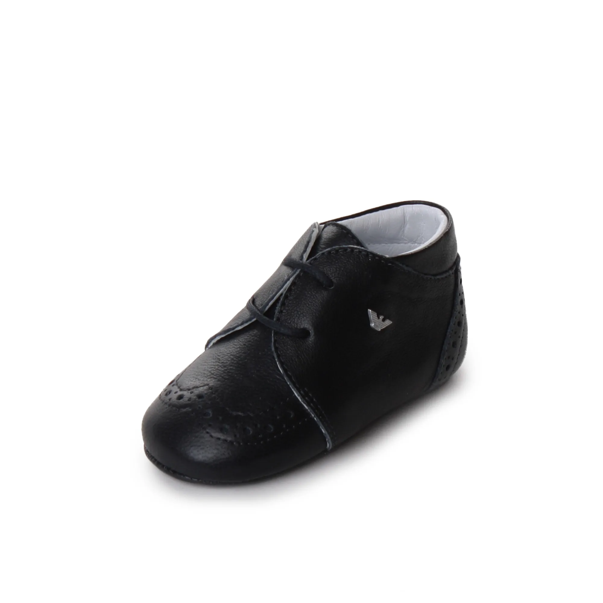 Scarpa Classica Bebè Derby Brouge Nera In Pelle