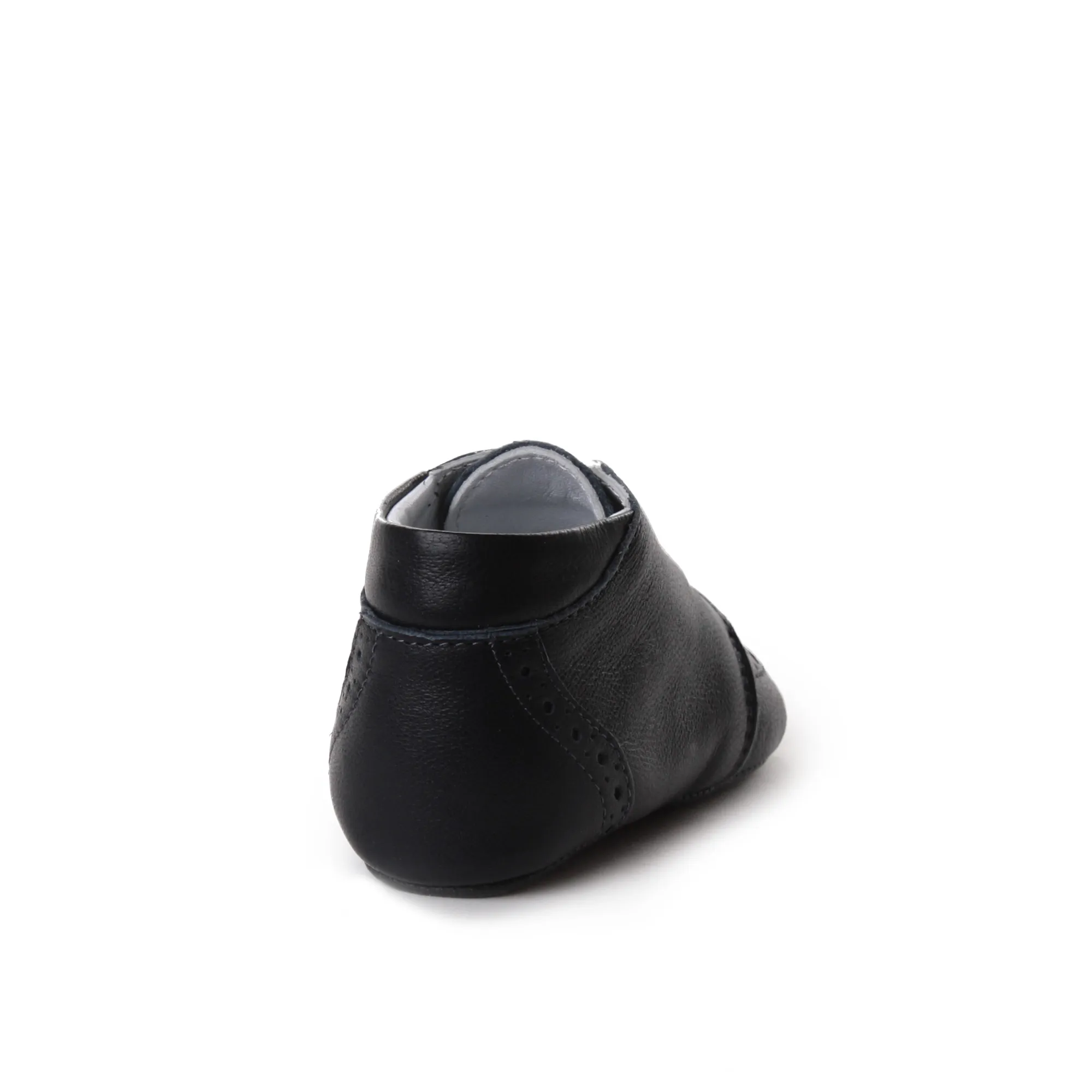 Scarpa Classica Bebè Derby Brouge Nera In Pelle