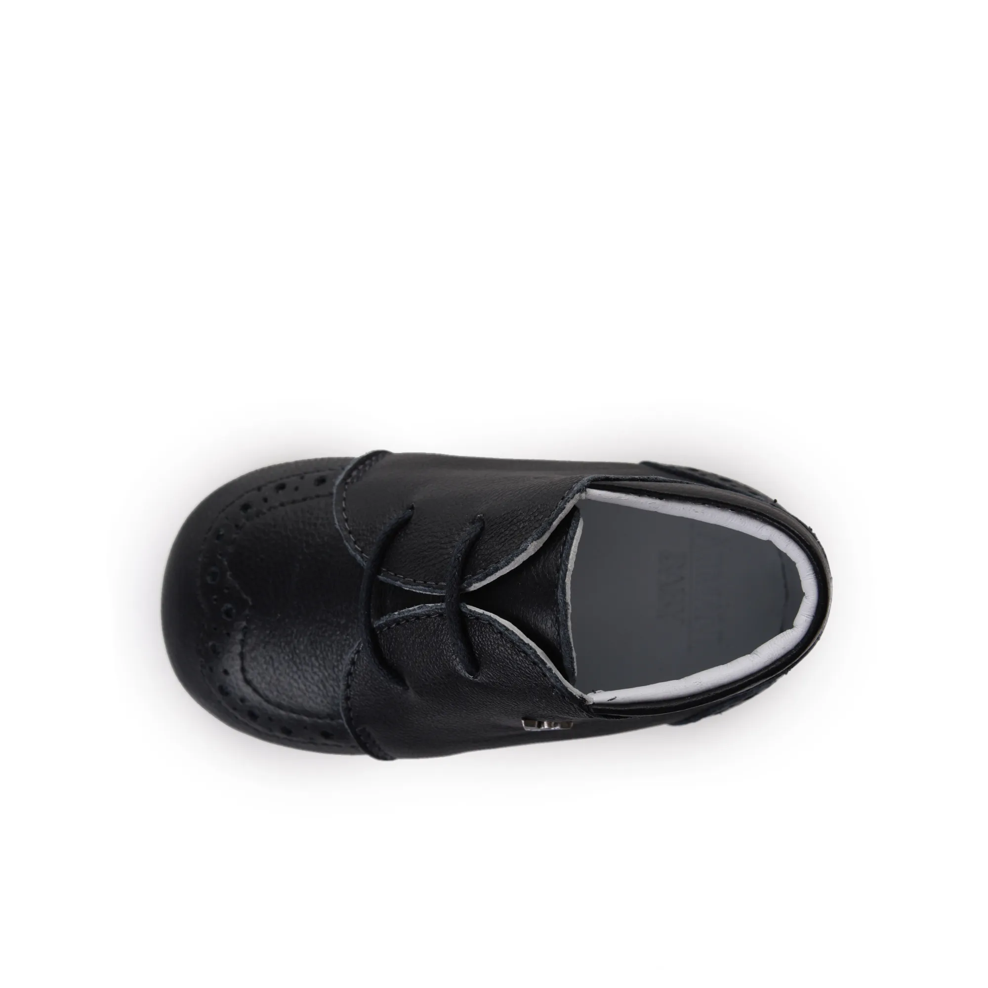 Scarpa Classica Bebè Derby Brouge Nera In Pelle