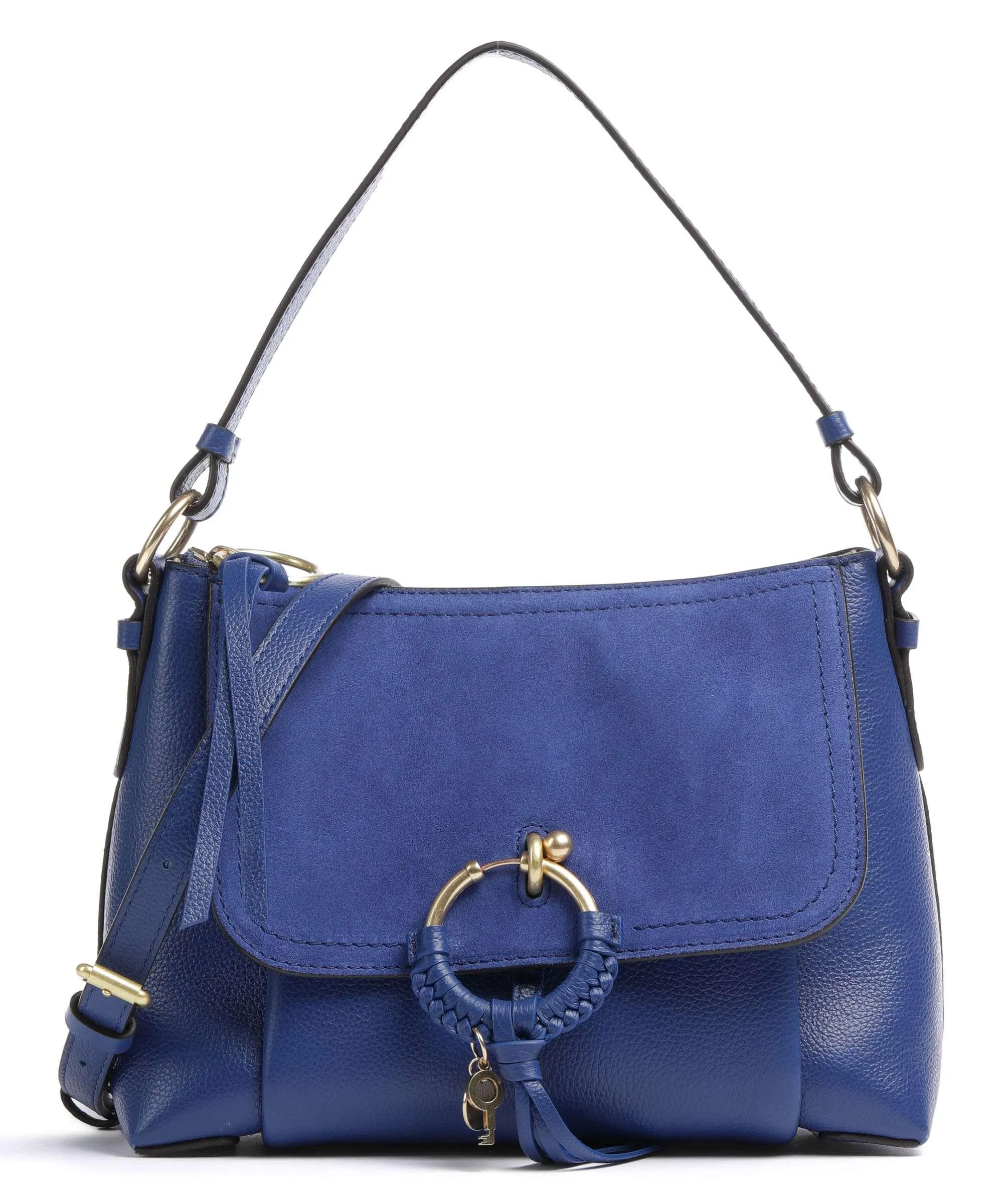  See by Chloé Joan Borsa a spalla pelle bovina ruvida, pelle di vacchetta finemente grana blu  