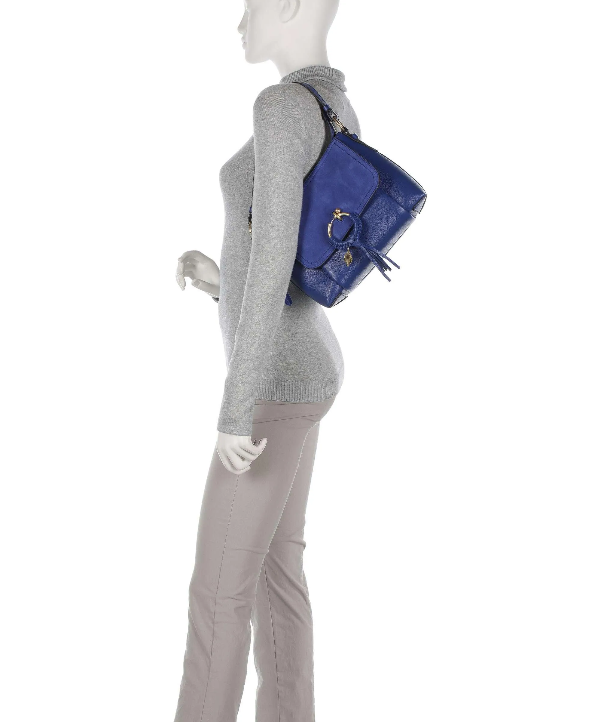  See by Chloé Joan Borsa a spalla pelle bovina ruvida, pelle di vacchetta finemente grana blu  