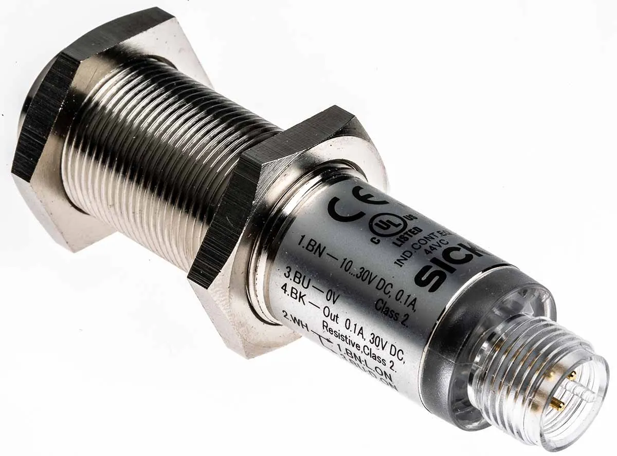Sensore fotoelettrico Cilindrico SICK, a soppressione di sfondo, rilevamento 1 mm → 450 mm, uscita PNP