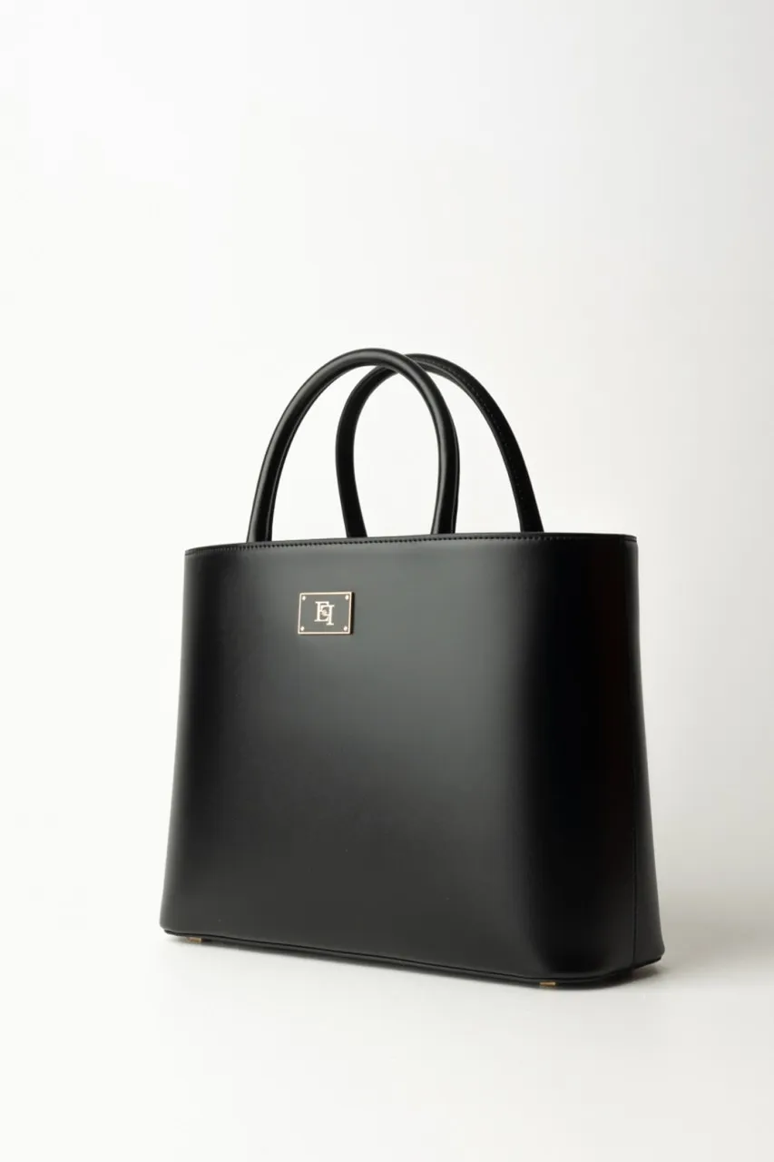 Shopper media con placca logo smaltata Nero