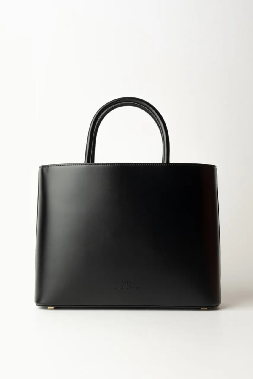 Shopper media con placca logo smaltata Nero