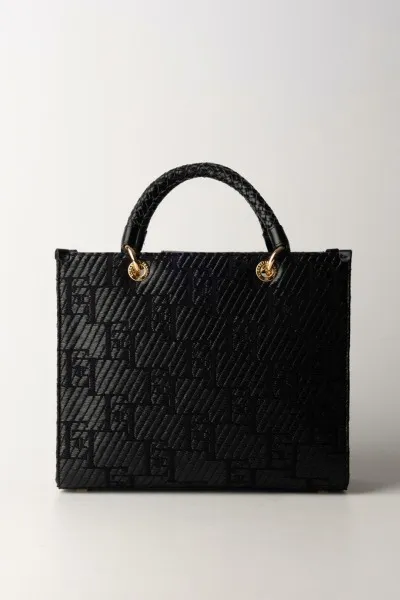 Shopper media in rafia stampa logo Nero