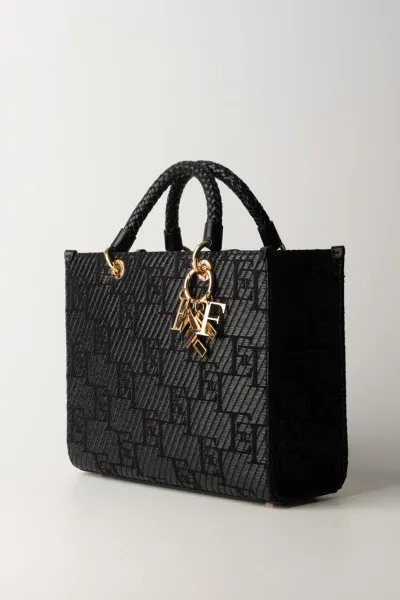 Shopper media in rafia stampa logo Nero