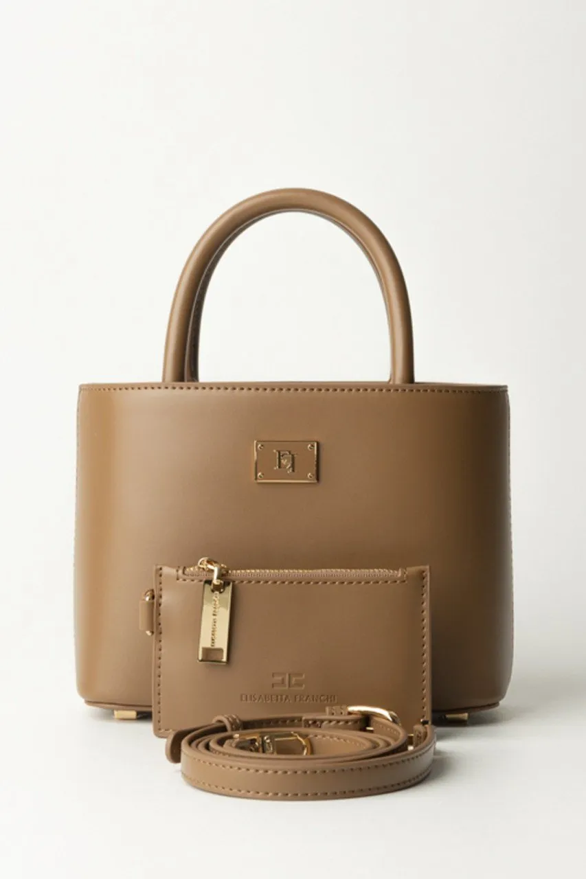 Shopper piccola con placca logo smaltata TORTORA