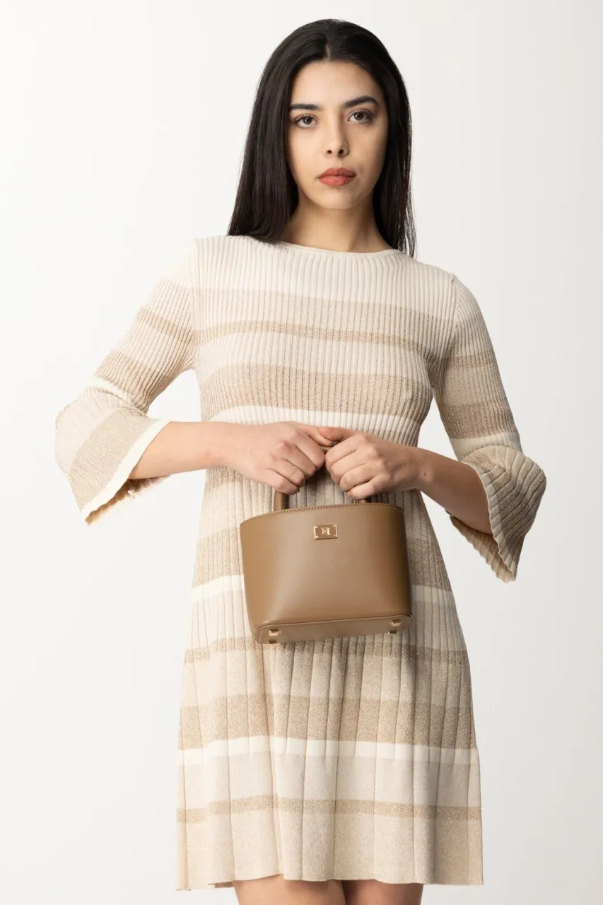 Shopper piccola con placca logo smaltata TORTORA