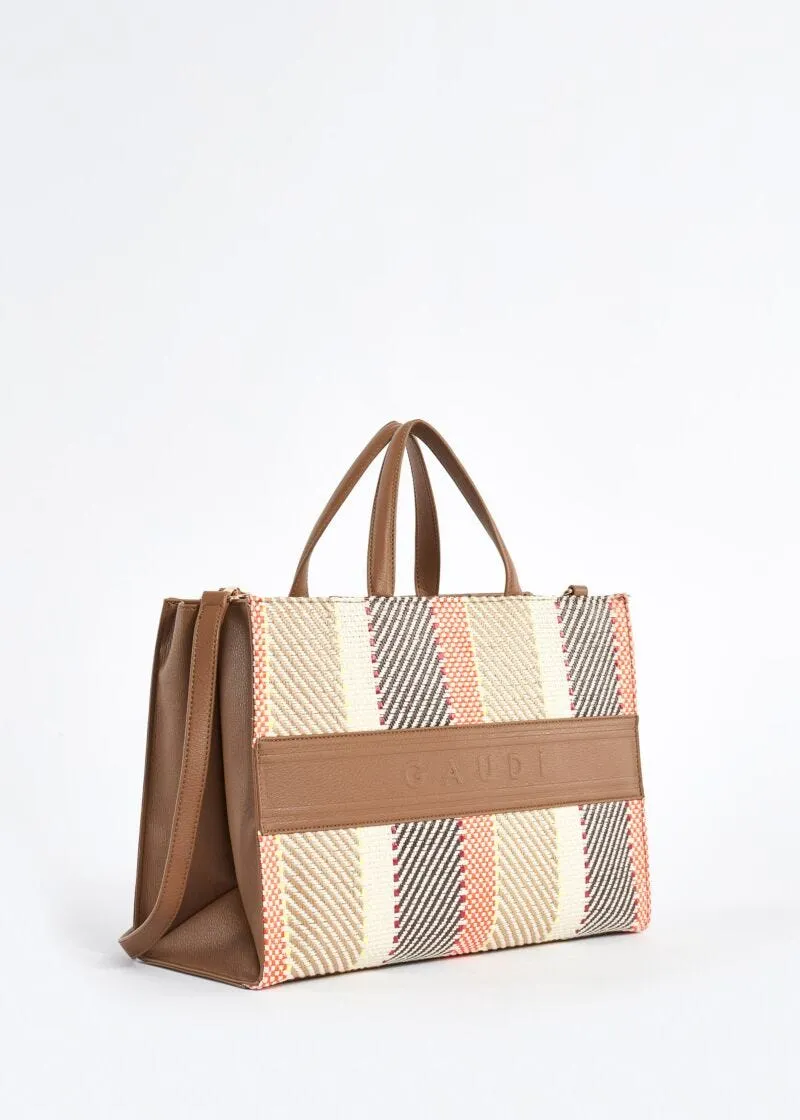 Shopping bag in rafia e similpelle