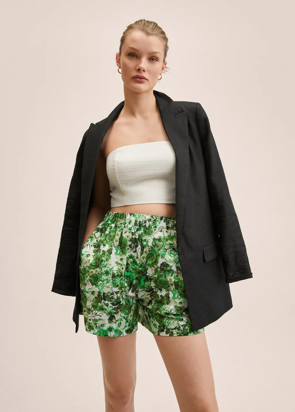 Short stampa floreale