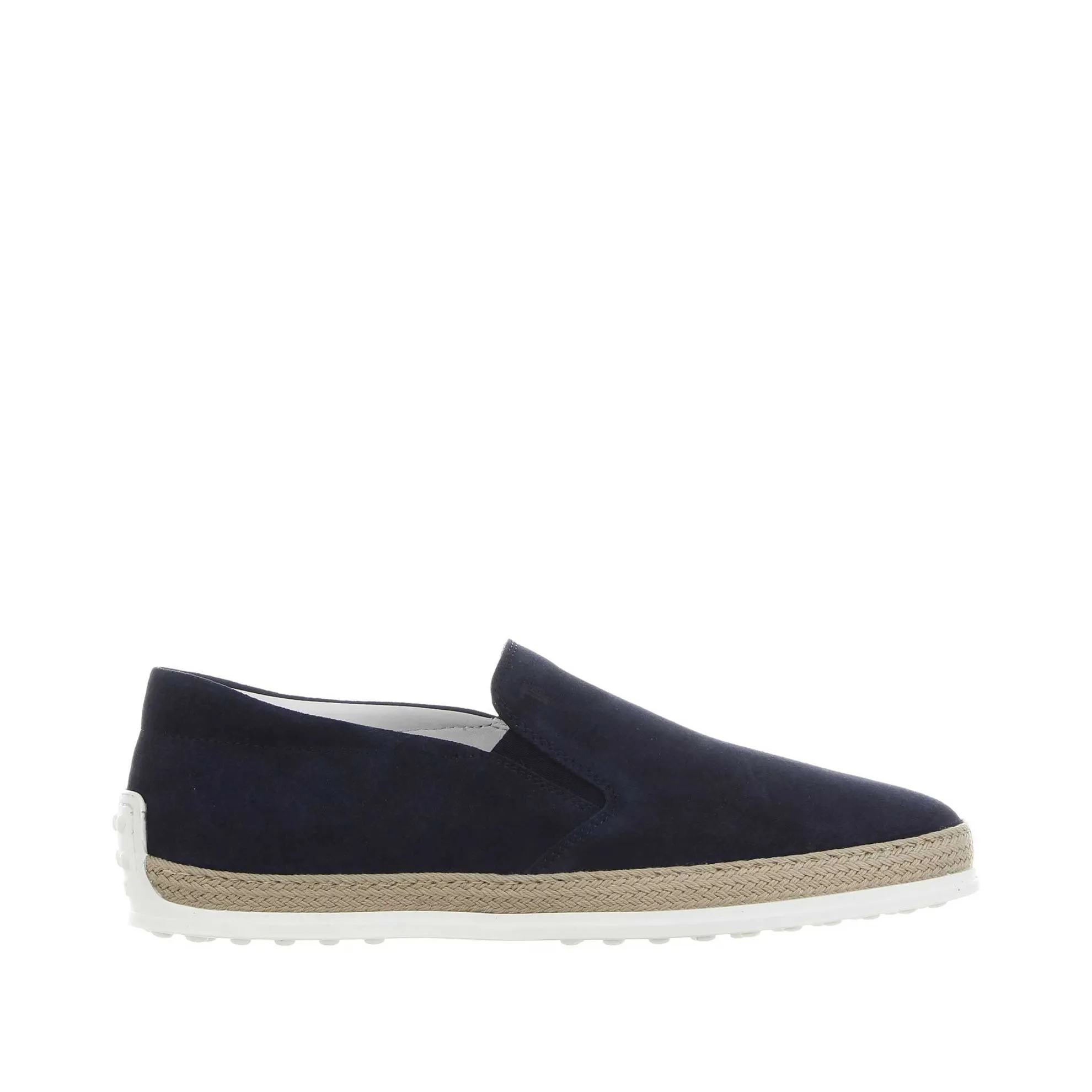 Slip on in suede con gommini e rafia