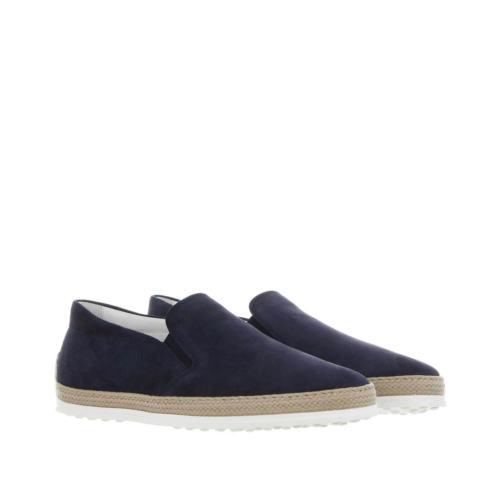 Slip on in suede con gommini e rafia