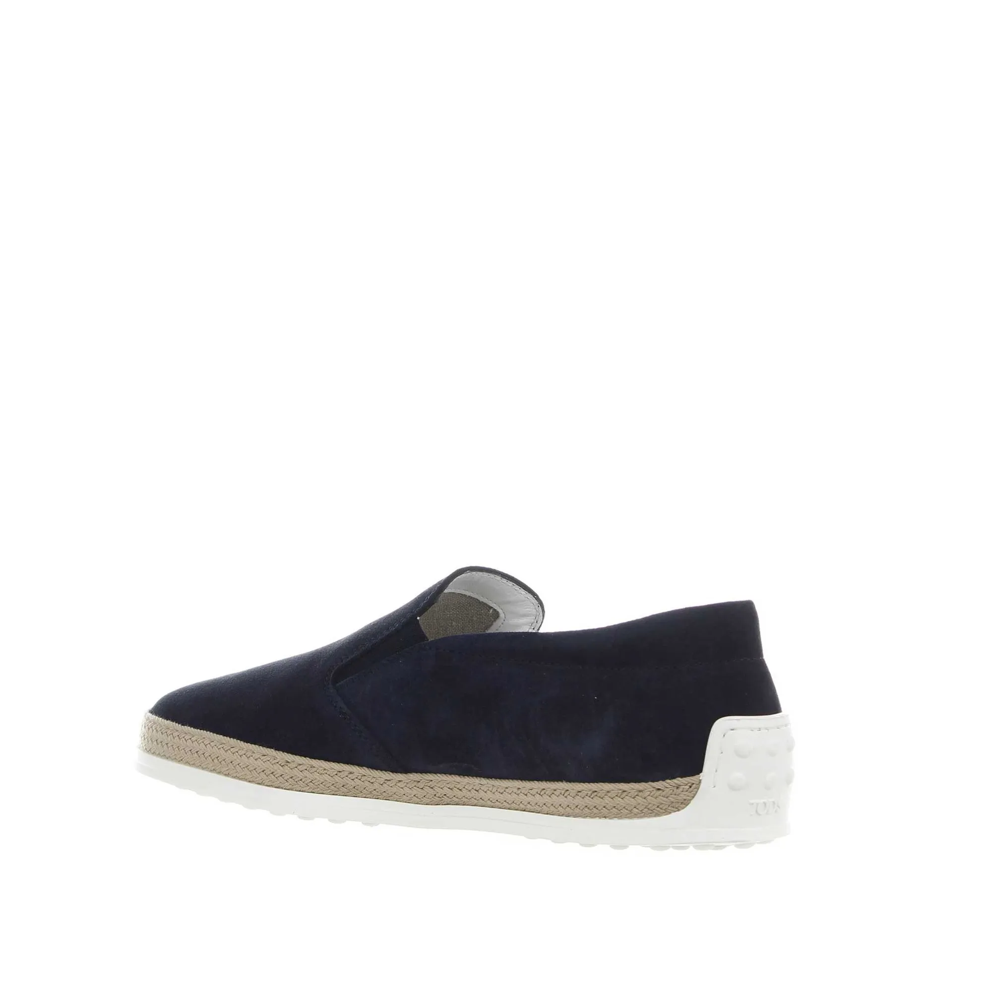 Slip on in suede con gommini e rafia