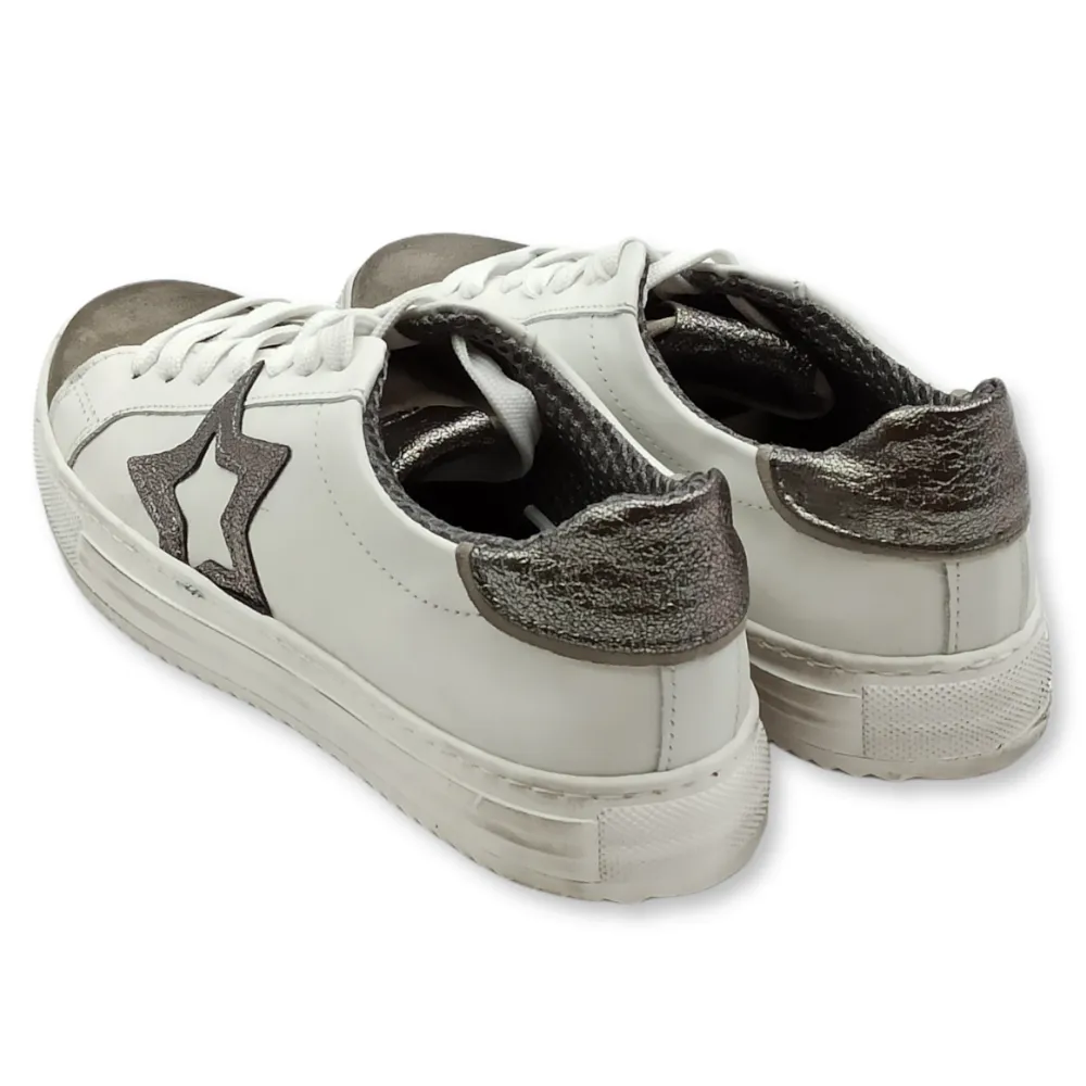 Sneaker donna pelle D. Scudieri 101 PIETRA BIANCO C.FUCILE
