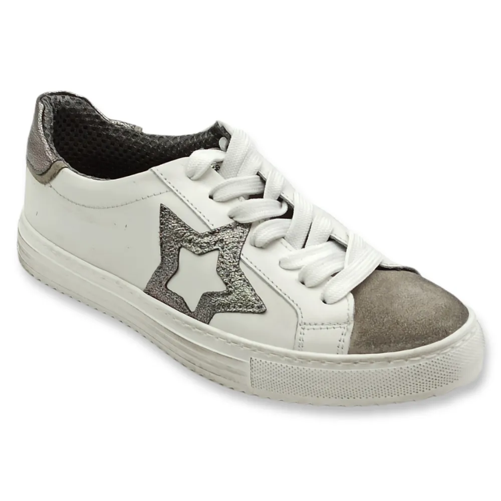 Sneaker donna pelle D. Scudieri 101 PIETRA BIANCO C.FUCILE