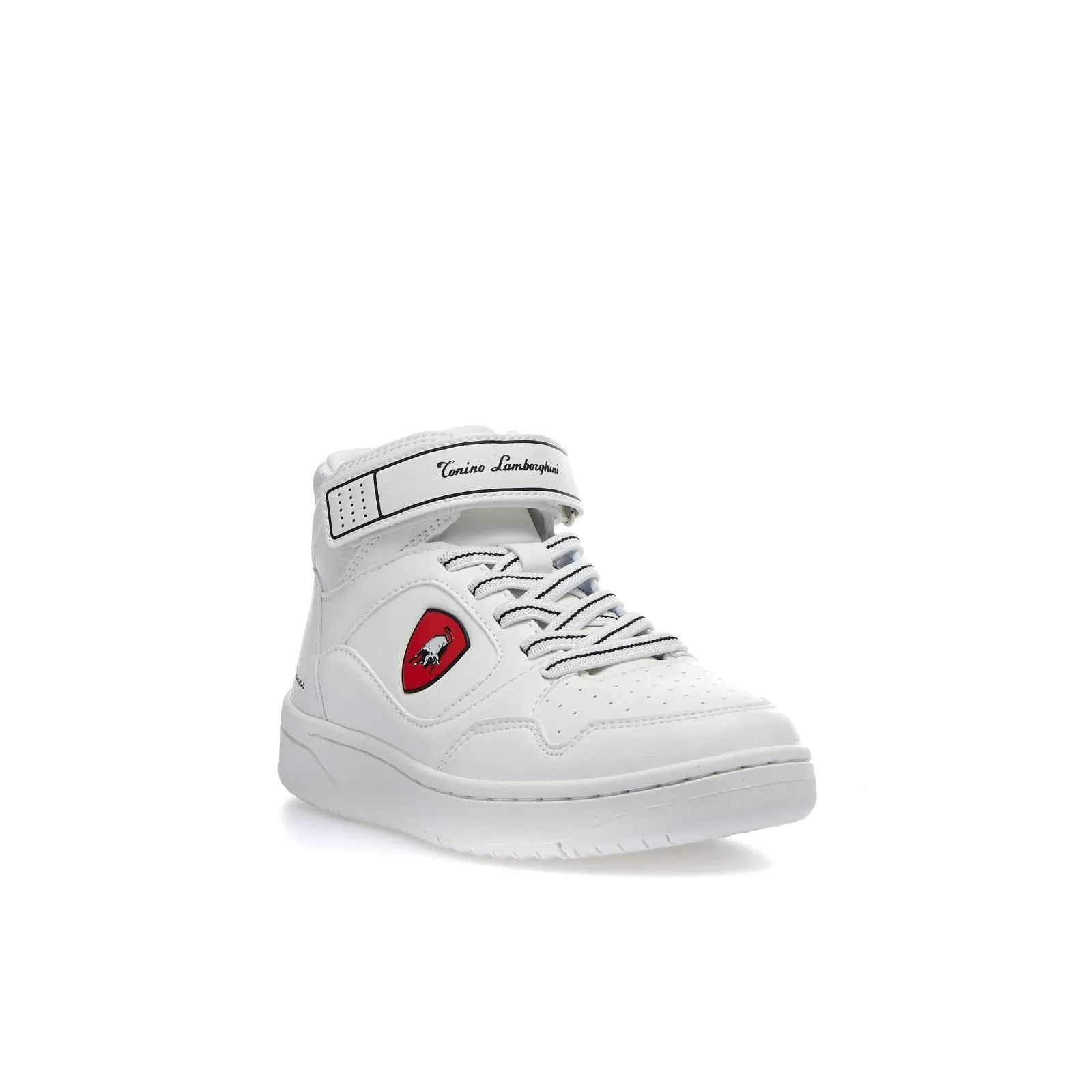 Sneakers alte basket bianche da bambino con stemma