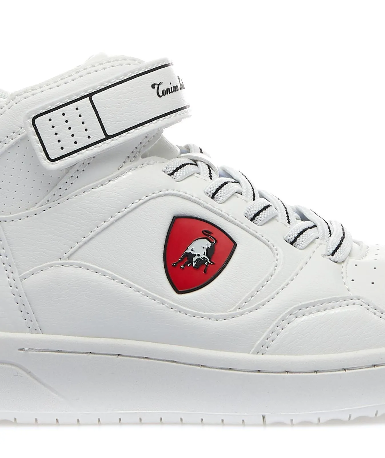 Sneakers alte basket bianche da bambino con stemma