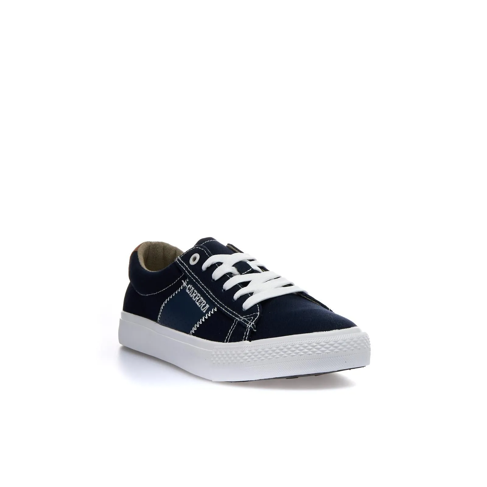Sneakers blu in tessuto con logo laterale