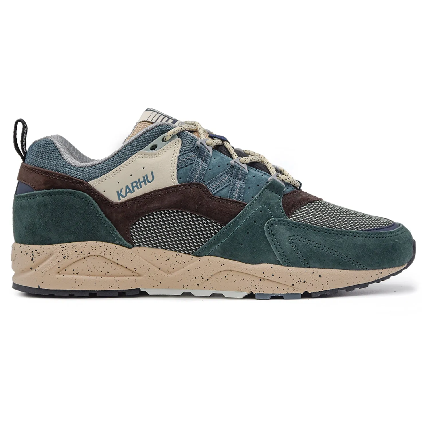 Sneakers Uomo Karhu Verde Fusion 2.0 Sovrapposizioni In Camoscio