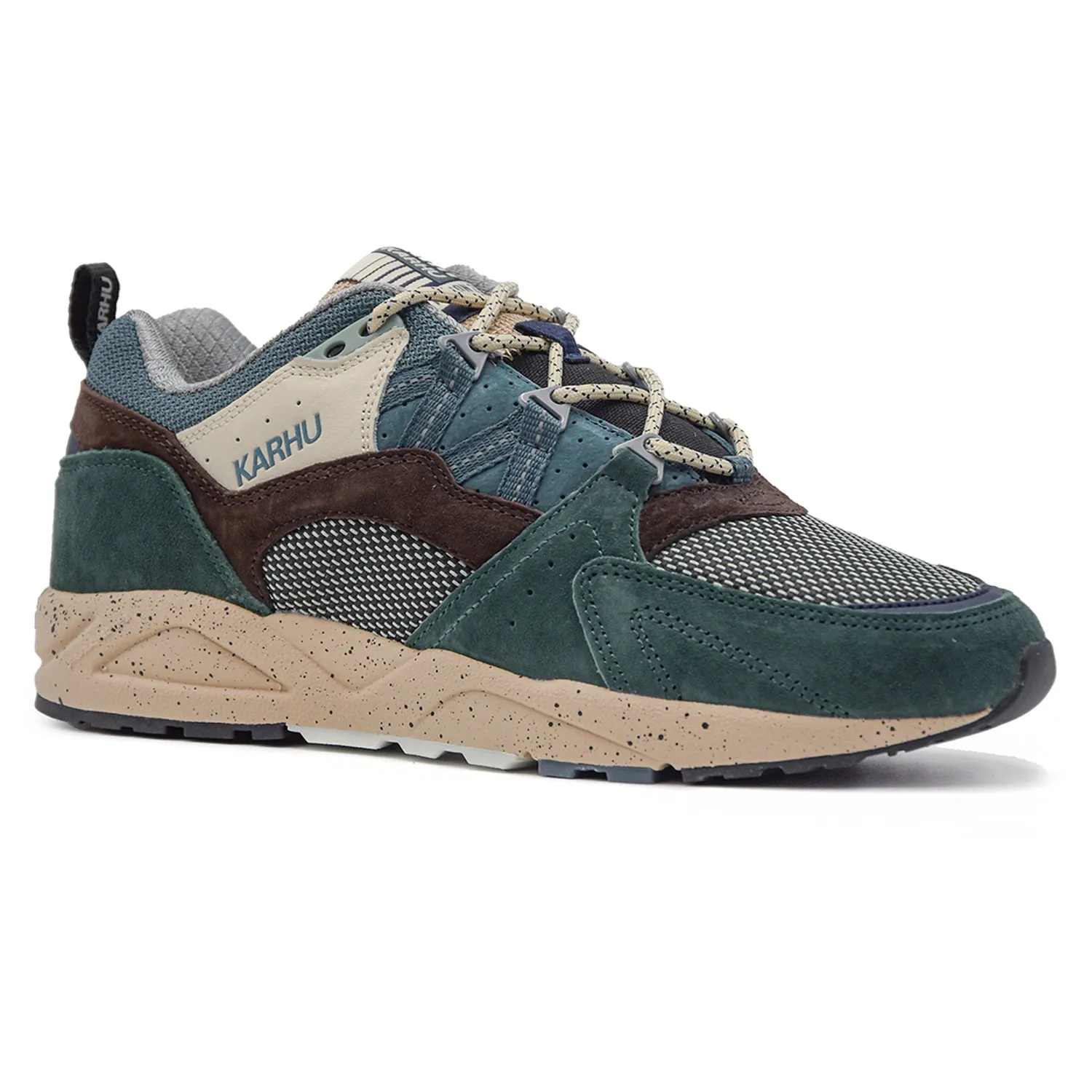 Sneakers Uomo Karhu Verde Fusion 2.0 Sovrapposizioni In Camoscio