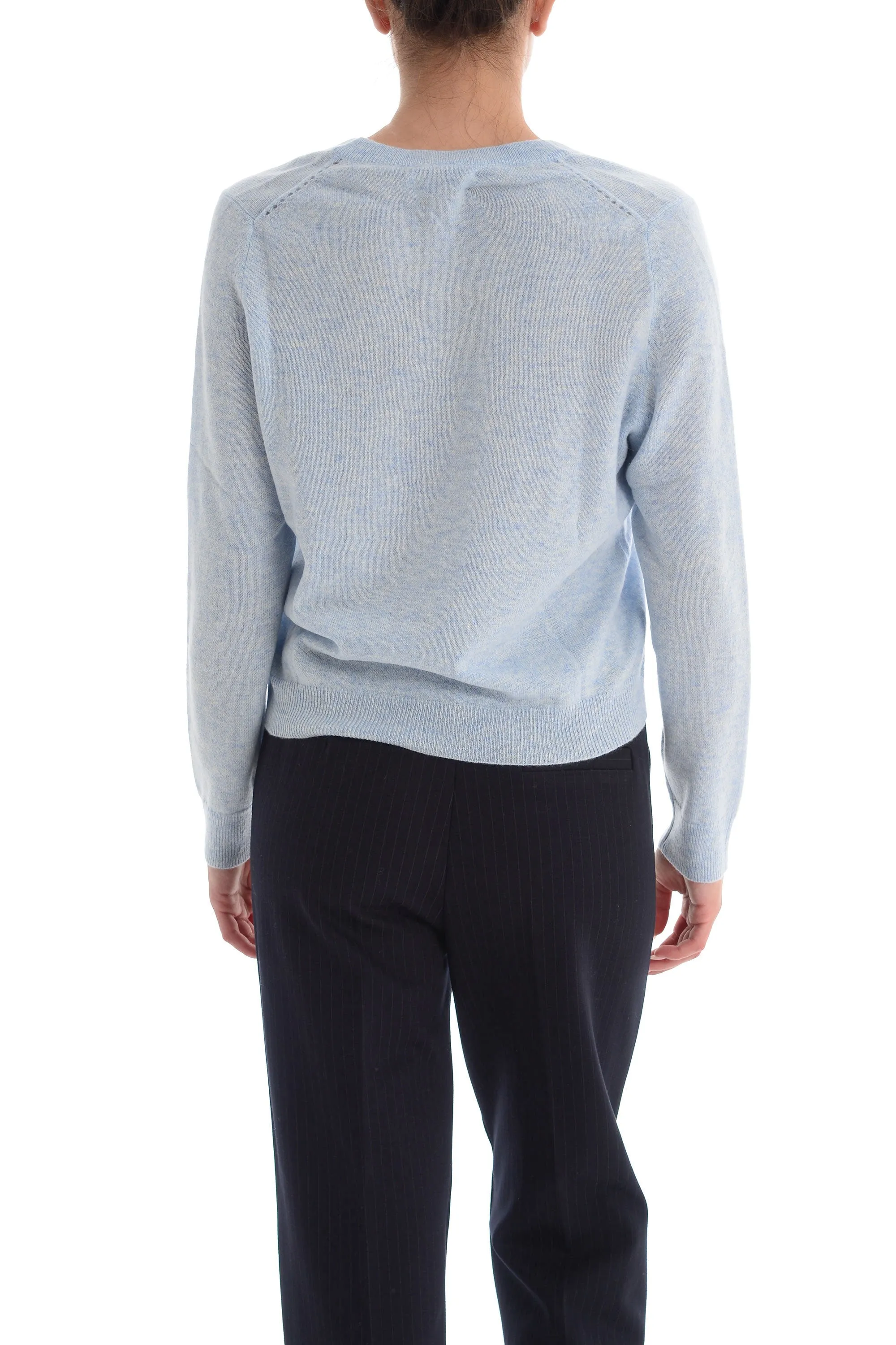 Sweet Cachemire Maglia Blu Donna scollo a cuore