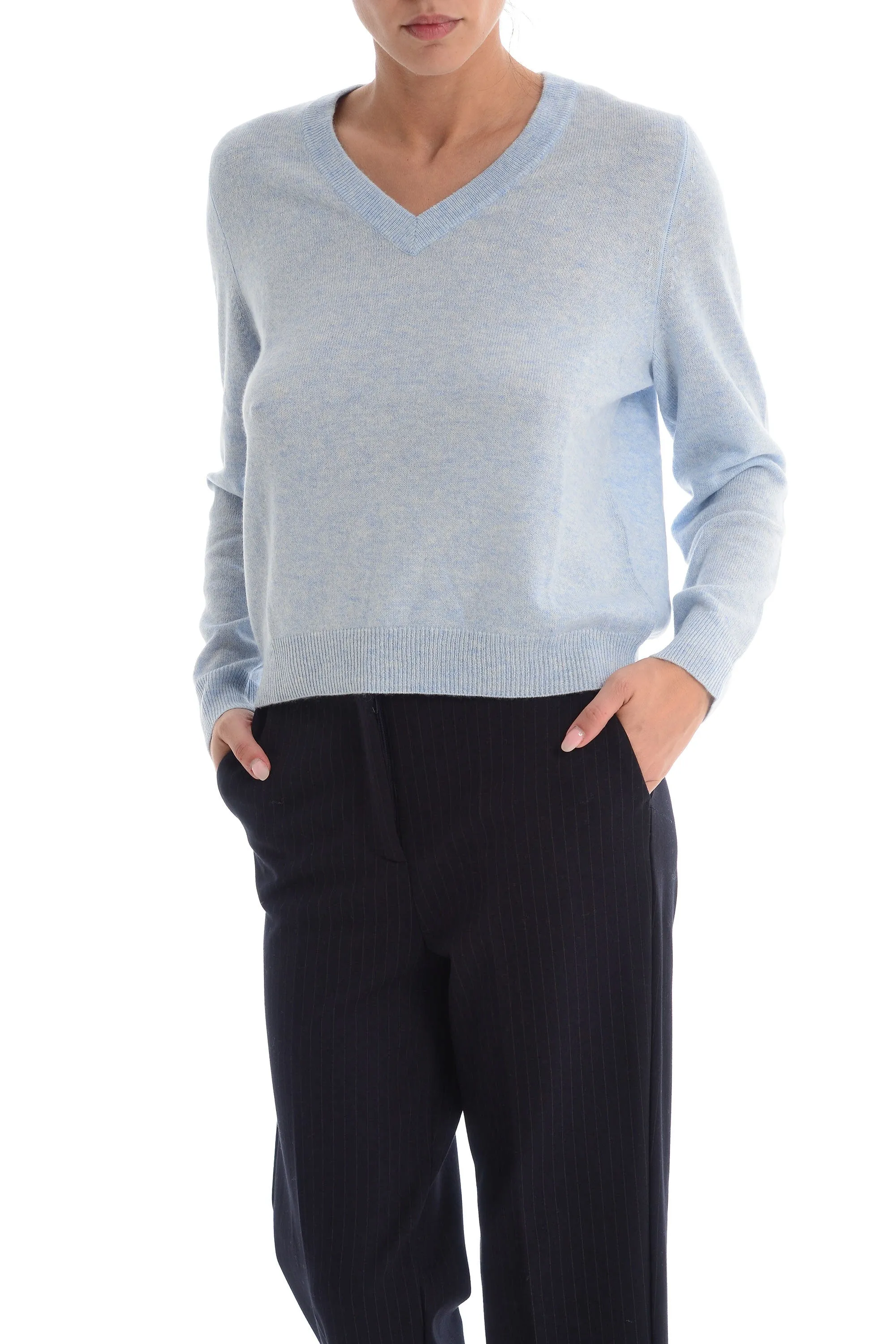 Sweet Cachemire Maglia Blu Donna scollo a cuore