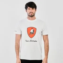 T-shirt bianca maniche corte con stemma e logo