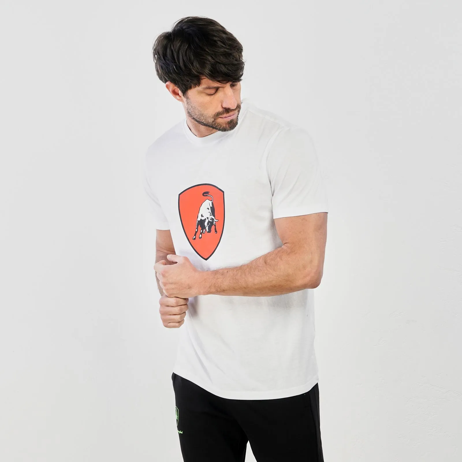 T-shirt bianca maniche corte con stemma e logo