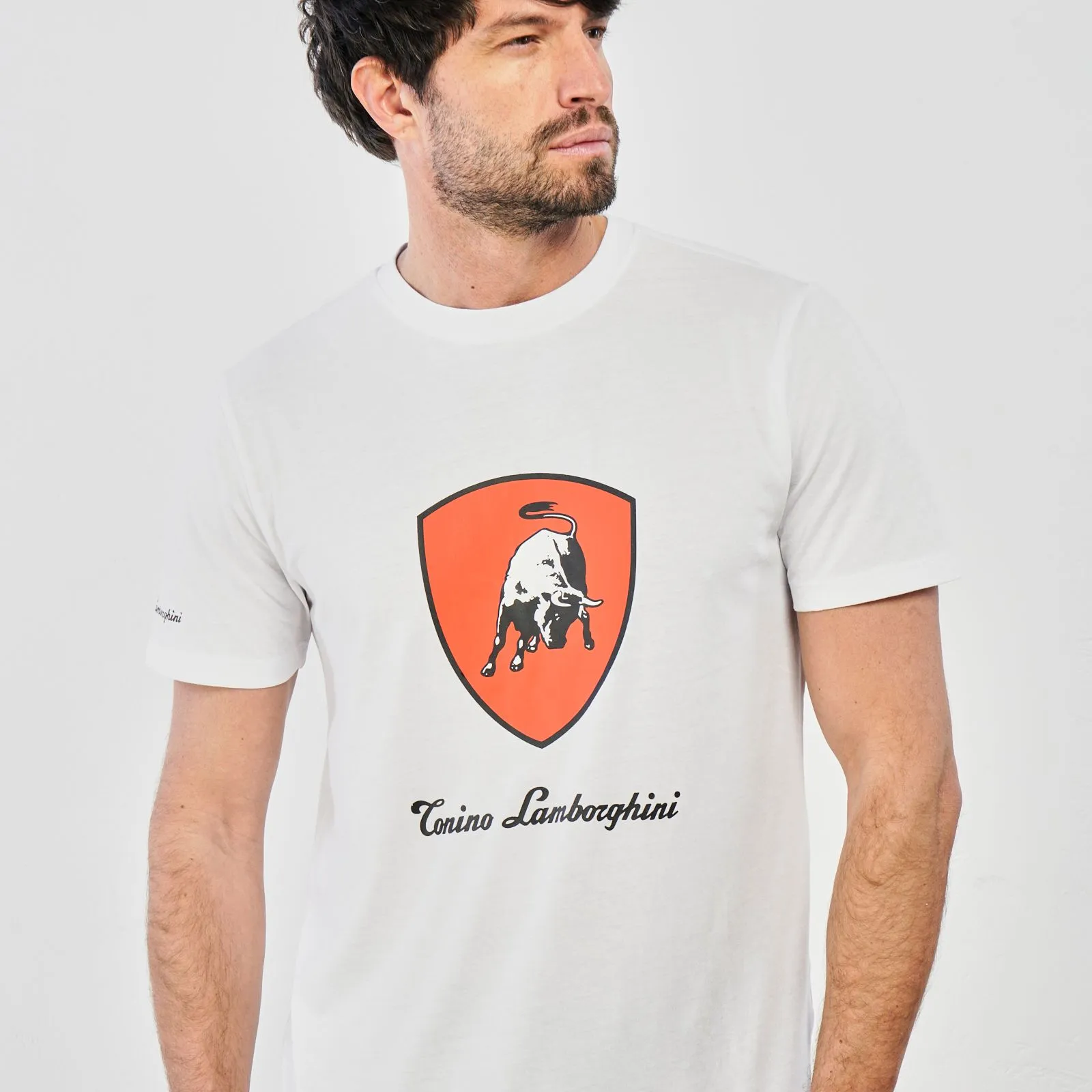 T-shirt bianca maniche corte con stemma e logo