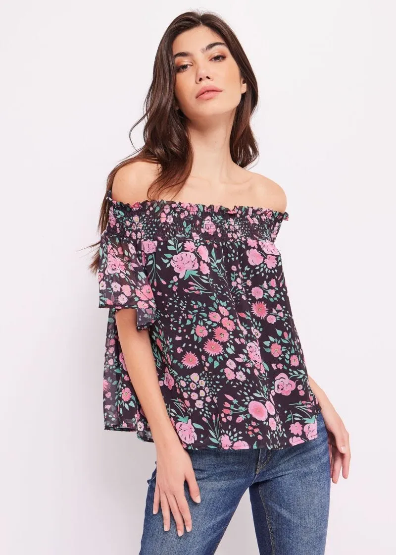 Top in georgette floreale