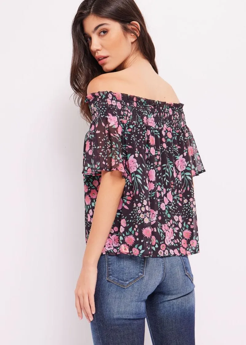 Top in georgette floreale