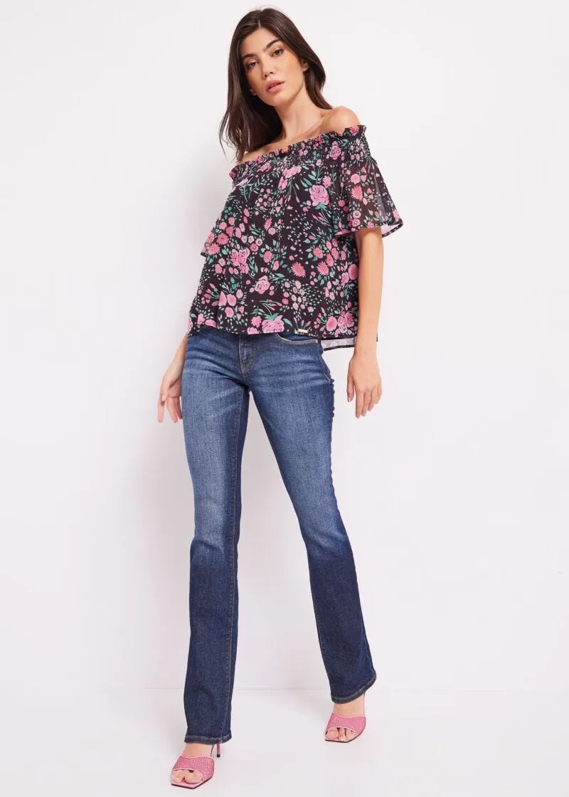 Top in georgette floreale